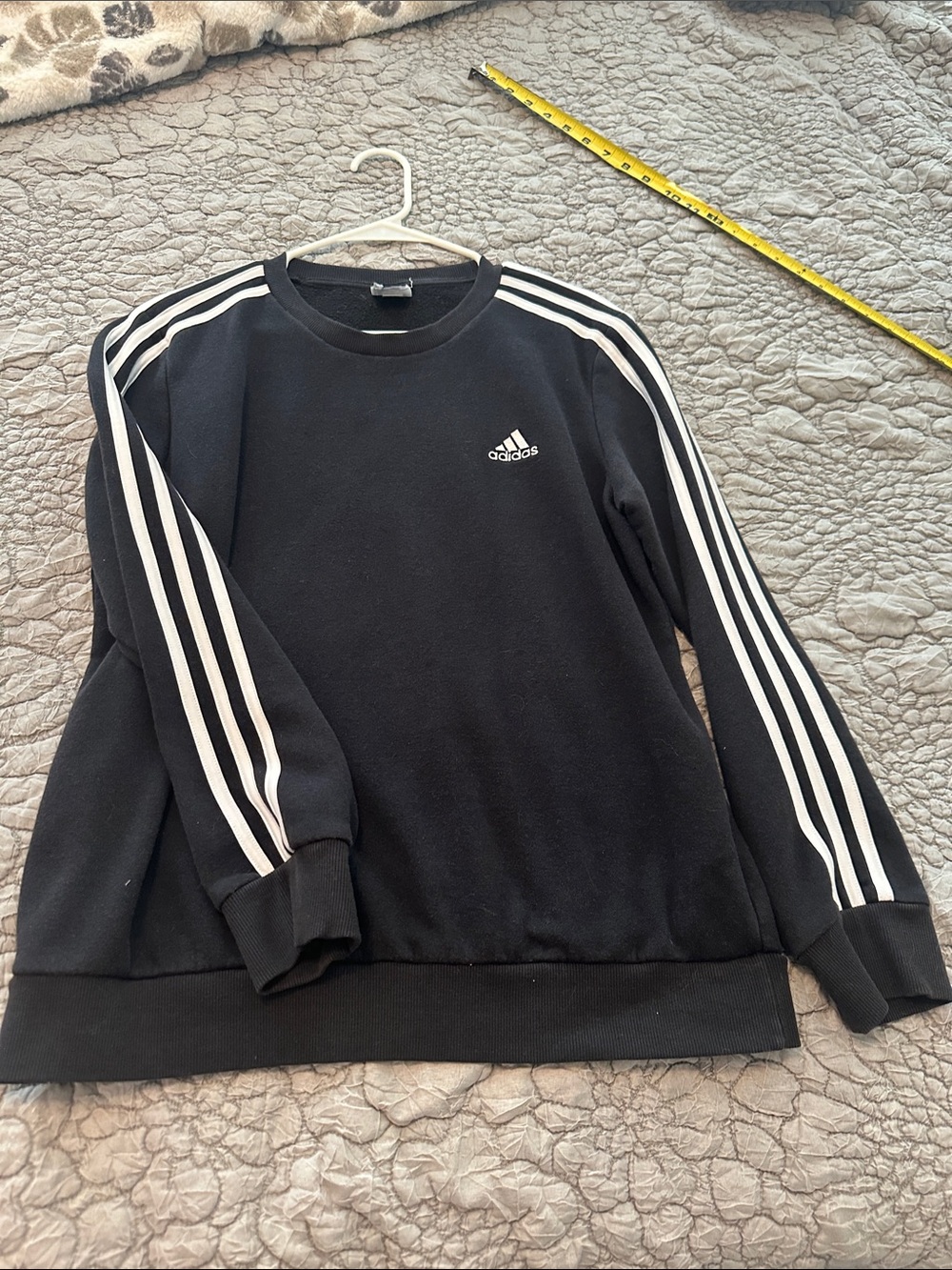 adidas Black Crewneck Sweatshirt with White 3-Stripes